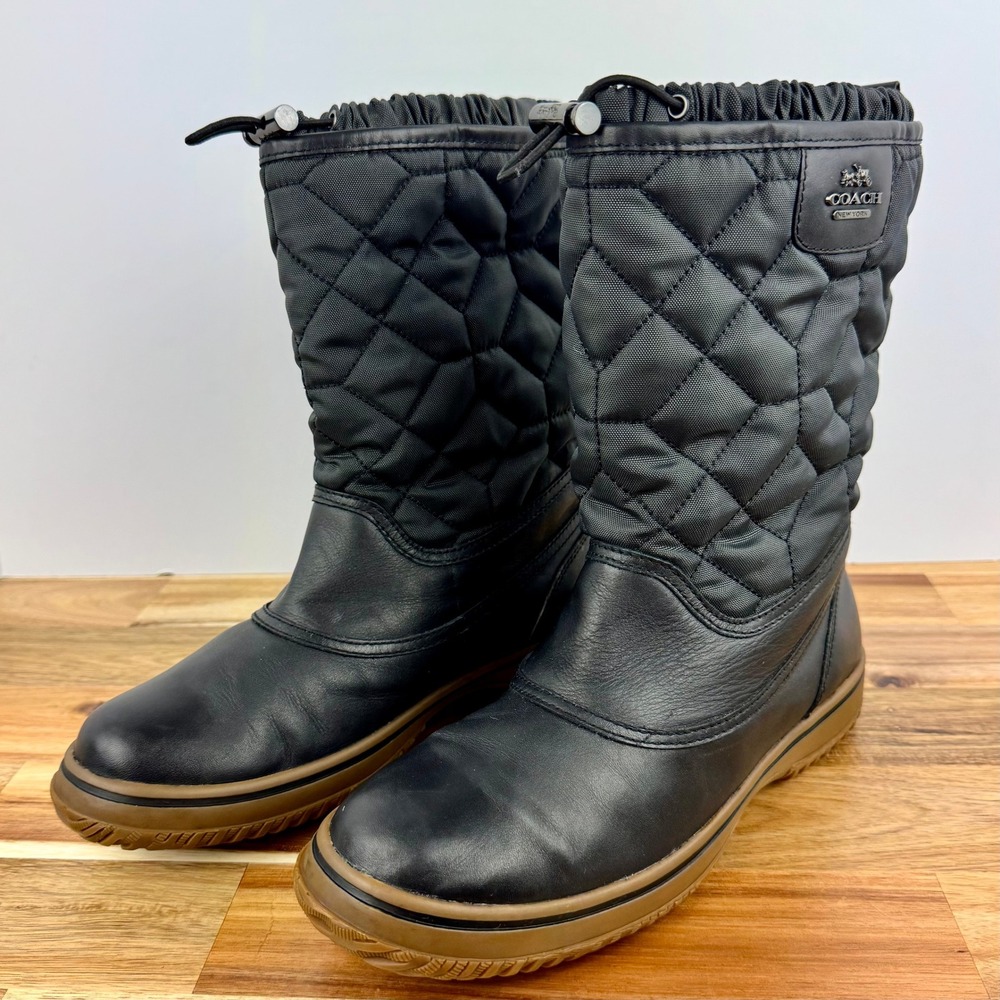 Coach Black Quilted Winter Boots